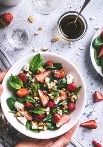 A salad with strawberries
