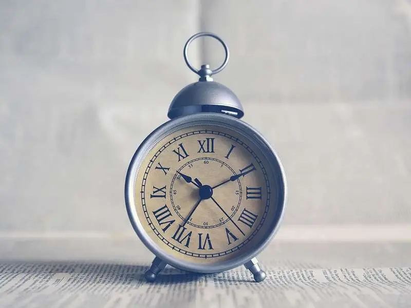 Old-fashioned alarm clock with a white background