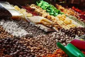 An image of seeds and dried fruit.